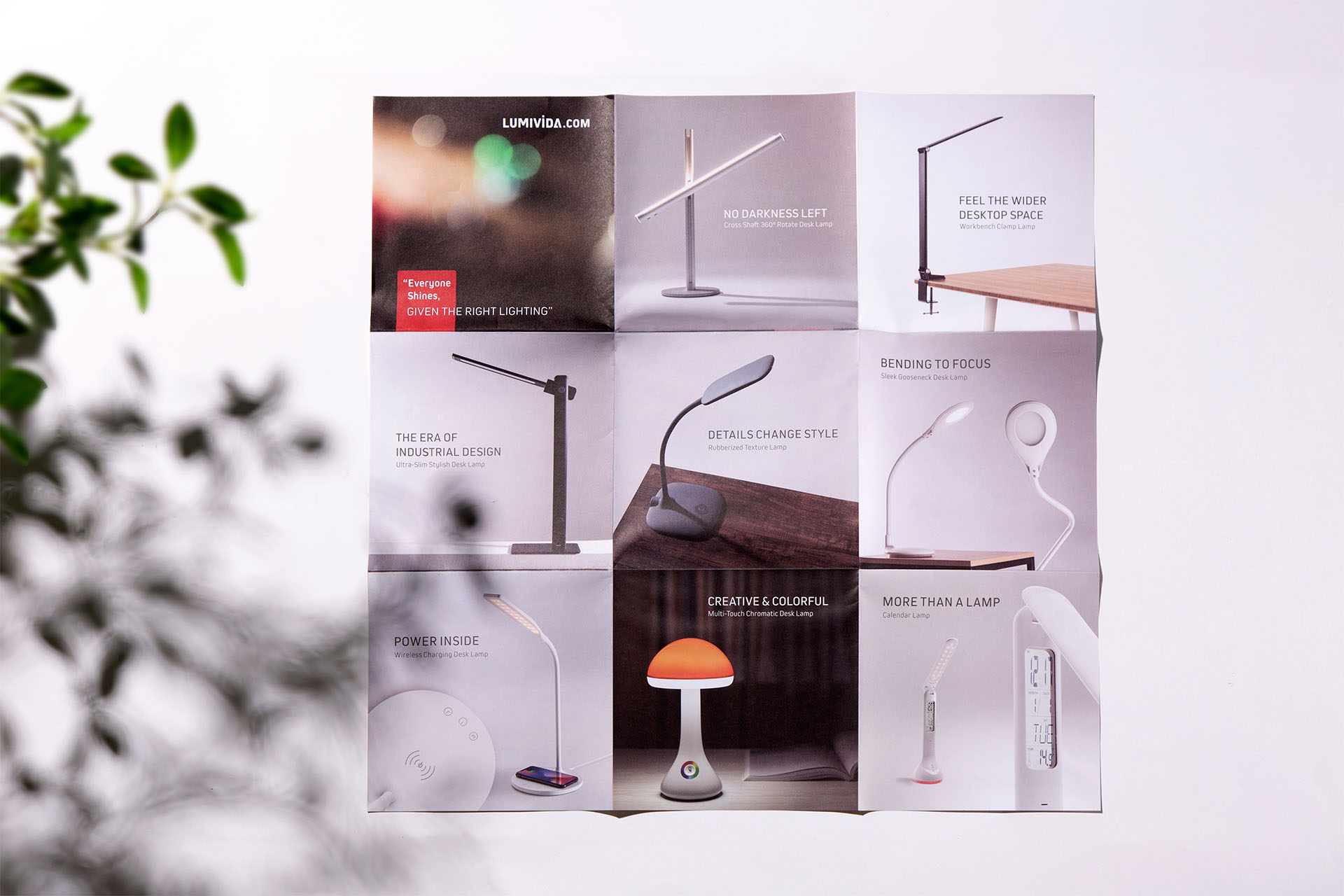 LUMIVIDA LED Desk Lamp Brochure Commercial Photography